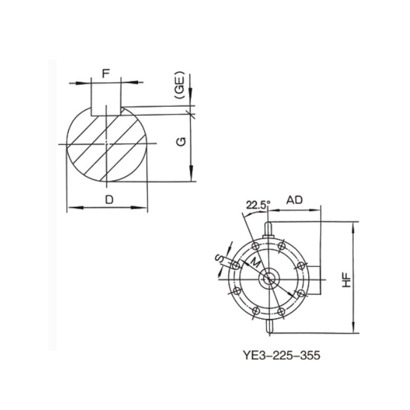 立式安裝、機(jī)座不帶底腳、端蓋上有凸緣的電動(dòng)機(jī)